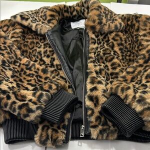 Urban Outfitters Leopard Print Bomber Jacket
